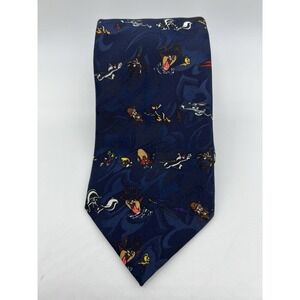 ✨Vintage 1995 Looney Tunes Tie - Navy w/ Characters - Polyester -‎ Sewing Crafts
